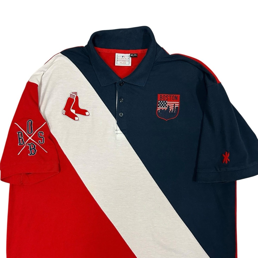Klew Boston Red Sox Polo Shirt‎ Men's 2XL Crest Embroidered Colorblock MLB